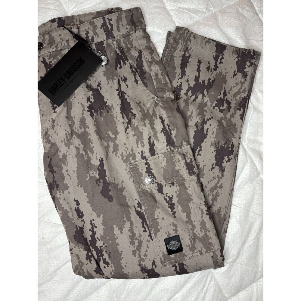 Harley Davidson Cargo Pants 34x32 Digital Camouflage Biker Street Motorcycle NWT